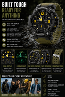 Men’s Military Sports Watch 49mm Big Face Digital & Analog LED Waterproof Red | Overnight Delivery | Afterpay & Zip Pay