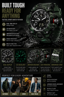 Men’s Digital Analog Sports Watch – Big Face , LED Backlight, 30M Waterproof | NZ Stock