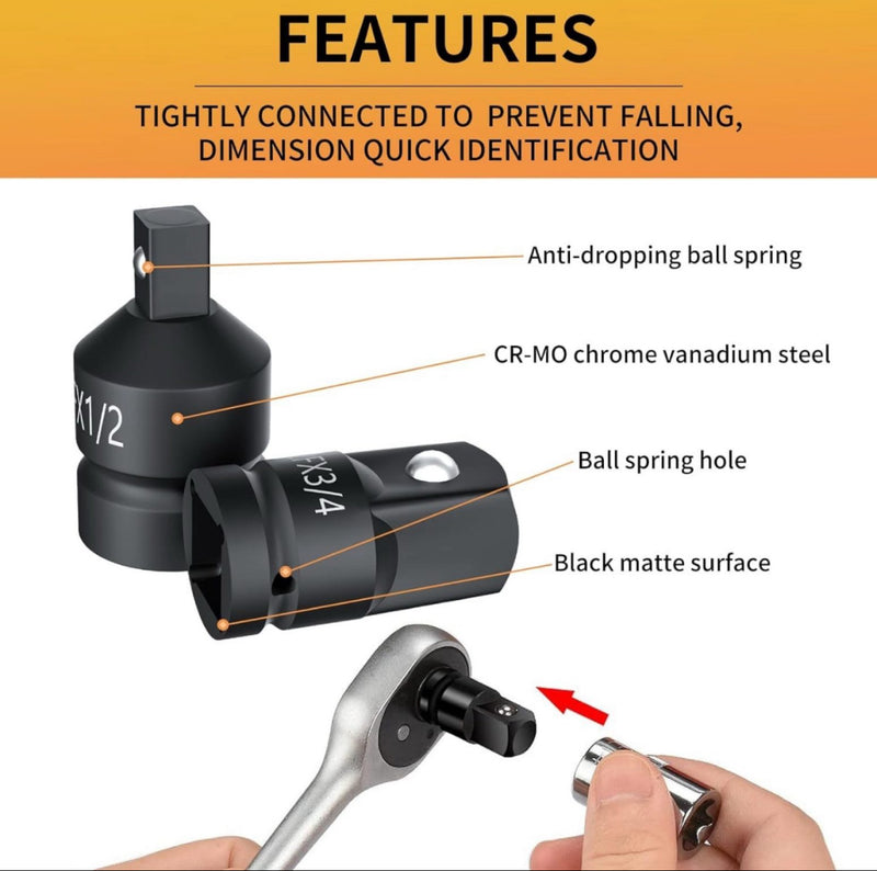 Impact Adapter & Reducer Set CR-V – For Sockets & Drive Tools | NZ Stock | Overnight Delivery | Afterpay & Zip Pay Available
