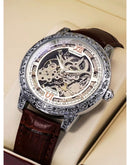 KiwiPro Luxury Vintage Skeleton Automatic Men’s Watch – Leather, Self-Winding Mechanical, Roman Numeral Dress Watch | NZ Stock | Overnight Delivery | Afterpay & Zip Pay