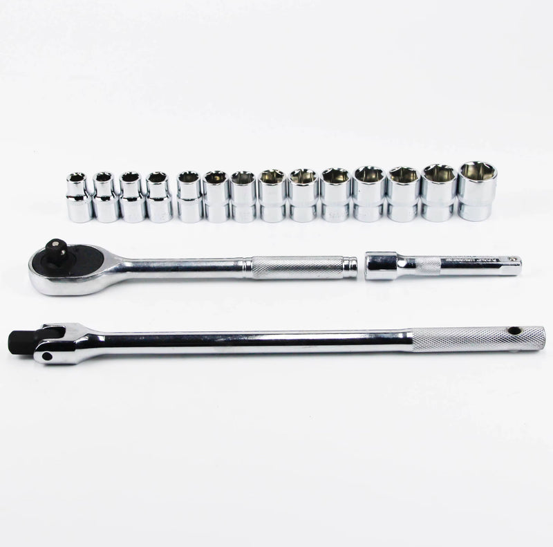 16PCS 1/2” Drive Socket Set – Ratchet Wrench, Extension Bar & Spark Plug Socket | NZ Stock
