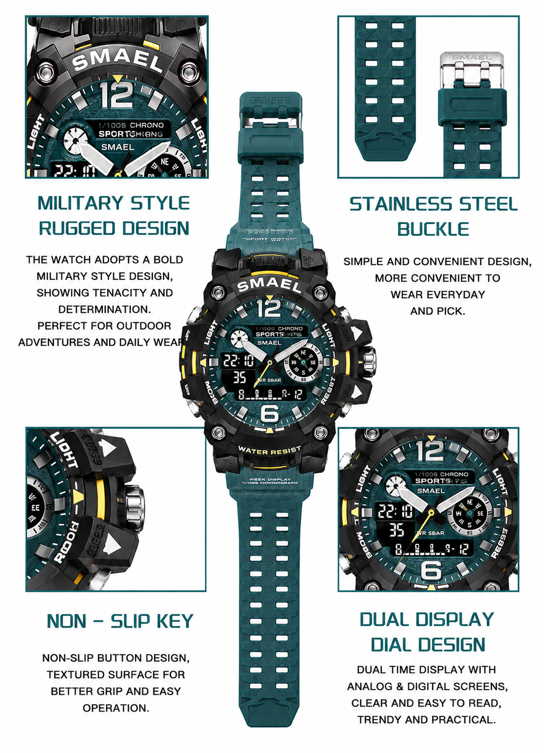 Men’s Sports Watch – Dual Display, LED Backlight, 30M Waterproof | NZ Stock | Overnight Delivery - JustRight deals New Zealand 
