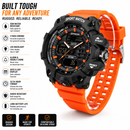 Men’s Orange Tactical Sports Watch Dual Display Digital Analog 50M Waterproof Military Watch | Overnight Delivery | Afterpay & Zip Pay