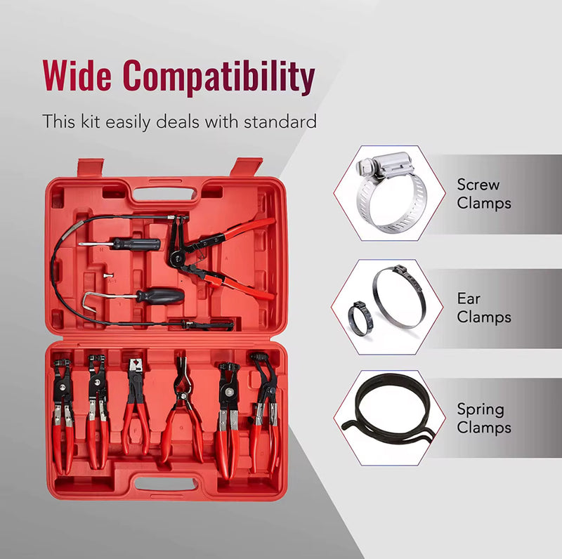 9-Piece Hose Clamp Pliers Set – Flexible Reach, Locking Design | NZ Stock | Overnight Delivery | Afterpay & Zip Pay