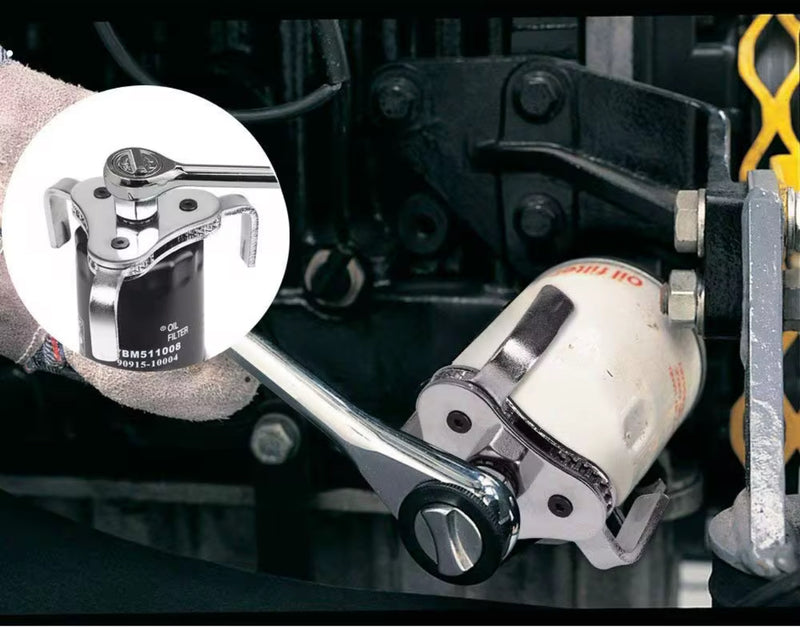 Adjustable 3-Jaw Oil Filter Wrench 53–108mm – 1/2” & 3/8” Drive | NZ Stock & Overnight Delivery