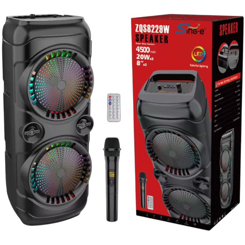 Dual 8” Portable Bluetooth Speaker – Wireless Mic, FM, USB/TF, AUX | NZ Stock | Overnight Delivery | Afterpay Zip