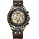 KiwiPro Vintage Skeleton Automatic Men’s Watch – Bronze Leather Mechanical Watch, Self-Winding, Roman Numeral Dial | NZ Stock | Overnight Delivery | Afterpay & Zip Pay