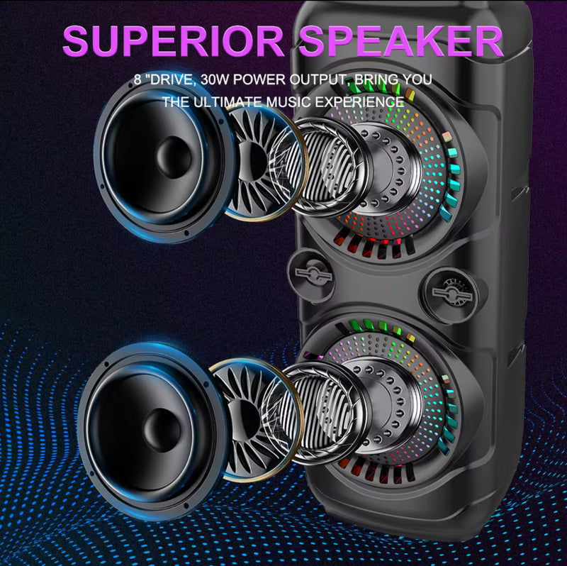 Dual 8” Portable Bluetooth Speaker – Wireless Mic, FM, USB/TF, AUX | NZ Stock | Overnight Delivery | Afterpay Zip