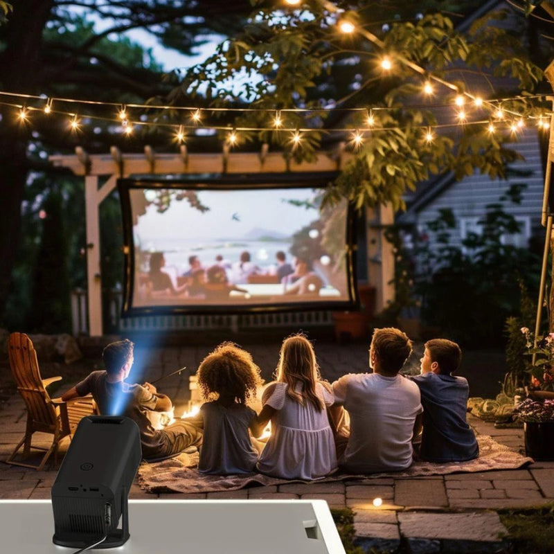 Smart HD 4K Projector with 120-Inch Screen – Cinema, WiFi, Bluetooth, Portable