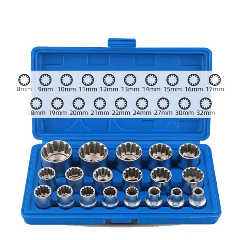 19PCS 1/2” Drive CR-V Spline Socket Set (8–32mm) – Heavy-Duty Gear Lock | NZ Stock | Overnight Delivery | Afterpay & Zip Pay
