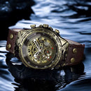 KiwiPro Vintage Skeleton Automatic Men’s Watch – Bronze Leather Mechanical Watch, Self-Winding, Roman Numeral Dial | NZ Stock | Overnight Delivery | Afterpay & Zip Pay