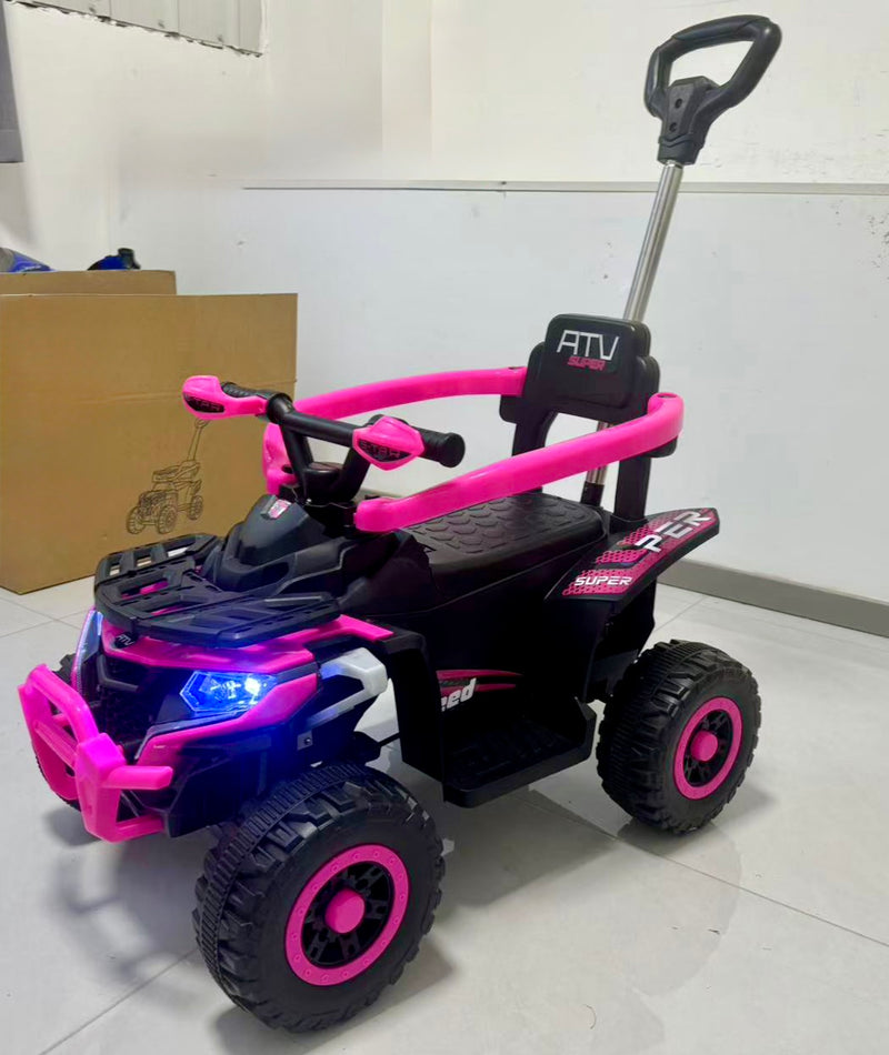 Pink 3-in-1 Ride-On & Push Electric Car – Music, Lights, Guardrail | NZ Stock, Overnight Delivery | Justrightdeals