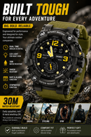 Men’s Military Sports Watch 49mm Big Face Digital & Analog LED Waterproof Red | Overnight Delivery | Afterpay & Zip Pay