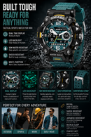 Men’s Sports Watch – Dual Display, LED Backlight, 30M Waterproof | NZ Stock | Overnight Delivery