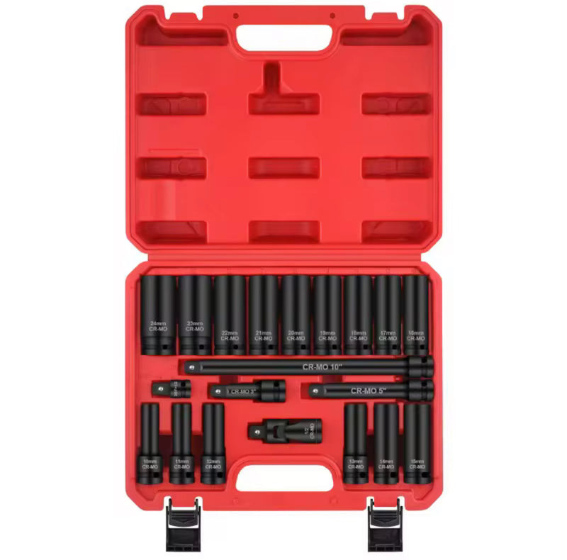 1/2” SAE Deep Socket Set – 14pc + Extension Bars & Universal Joint | NZ Stock & Overnight Delivery