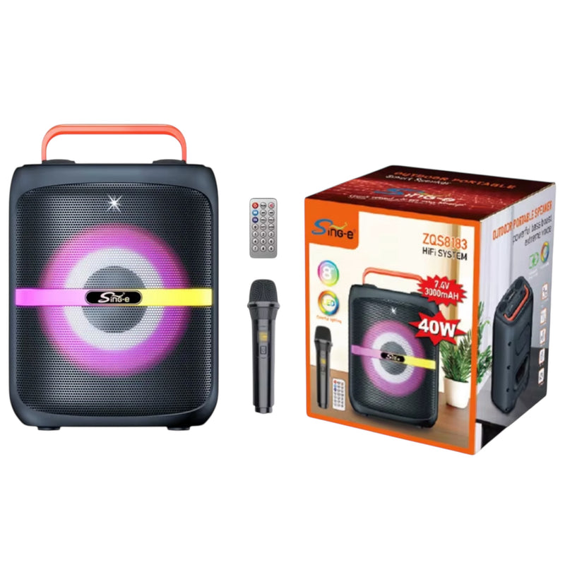 8” Bluetooth Party Speaker | 40W Bass Boost, RGB Lights, Wireless Mic, FM/USB/AUX/TWS | NZ Stock | Overnight Delivery | Afterpay Zip