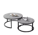 White Round Nesting Coffee Table – Modern Marble Look & Metal Base - JustRight deals New Zealand 