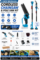 KiwiPro 6” Cordless Pole Chainsaw – Brushless Mini Chainsaw with 2.1m Extension Pole, 2 Batteries | NZ Stock | Overnight Delivery | Afterpay