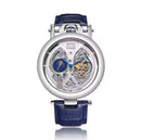 KiwiPro Luxury 49mm Automatic Skeleton Men’s Watch – Moon Phase, Blue Leather, Self-Winding Mechanical Dress Watch | NZ Stock | Overnight Delivery | Afterpay & Zip Pay