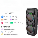 Dual 8” Portable Bluetooth Speaker – Wireless Mic, FM, USB/TF, AUX | NZ Stock | Overnight Delivery | Afterpay Zip