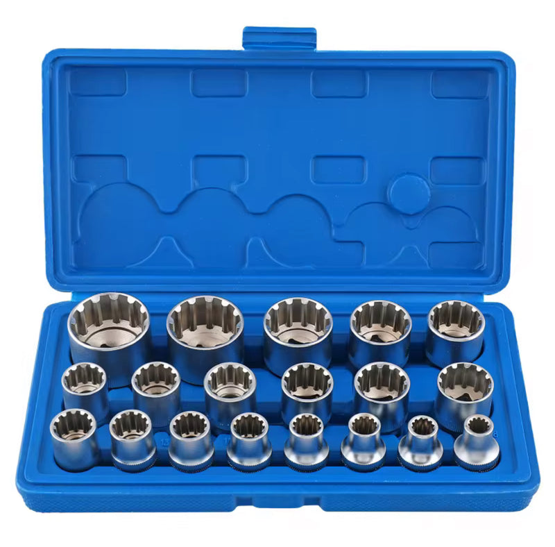 19PCS 1/2” Drive CR-V Spline Socket Set (8–32mm) – Heavy-Duty Gear Lock | NZ Stock | Overnight Delivery | Afterpay & Zip Pay
