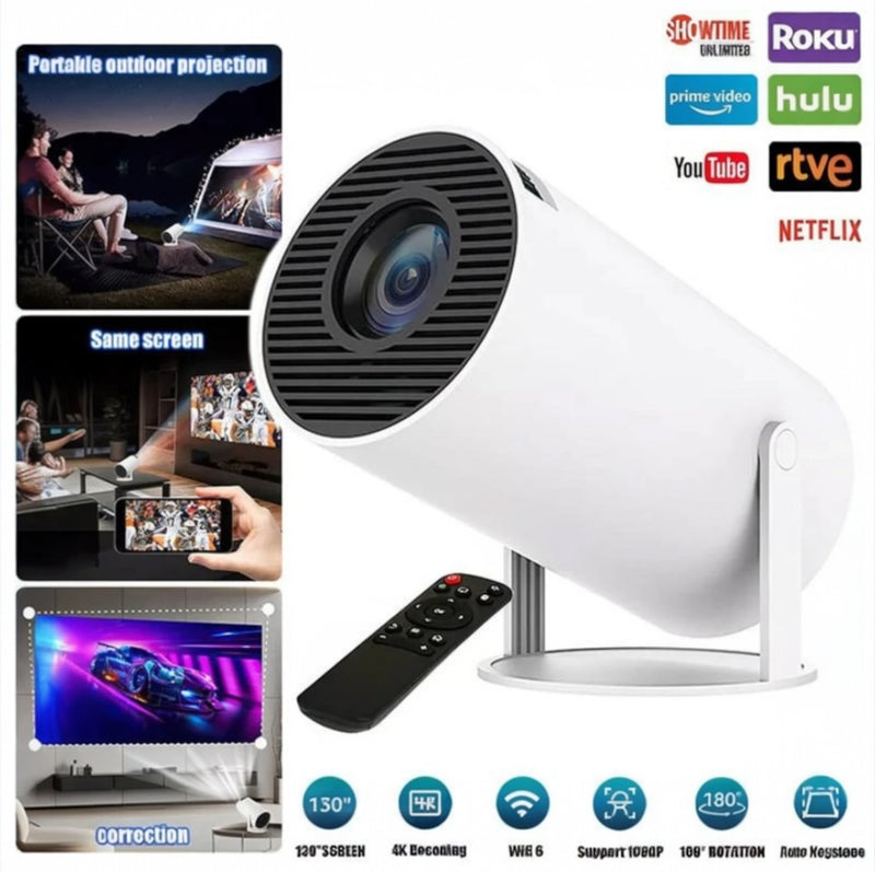 Smart Projector 4K HD LED Bluetooth Wifi HDMI Built in Speaker