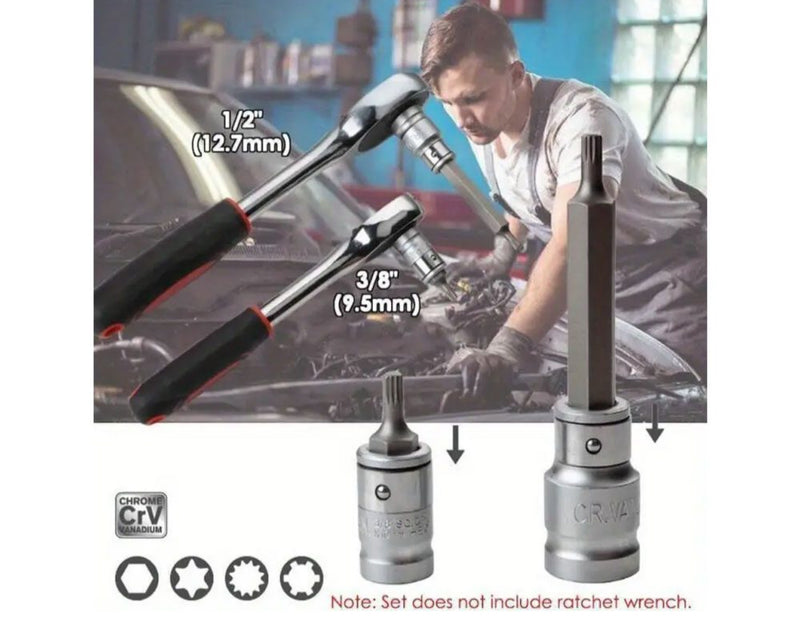 40PCS Allen Key Socket Bit Set 3/8” & 1/2” Drive – Long Deep Torx, Spline & Hex | NZ Stock & Overnight Delivery