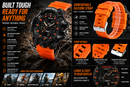 Men’s Orange Tactical Sports Watch Dual Display Digital Analog 50M Waterproof Military Watch | Overnight Delivery | Afterpay & Zip Pay