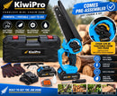 KiwiPro 8” Brushless Cordless Chainsaw – 21V Mini Chainsaw, 2 Batteries, 2 Chains & Case | NZ Stock | Overnight Delivery | Afterpay