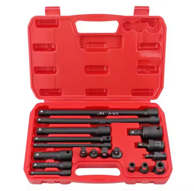 18pc Impact Extension, Adapter & Universal Joint Set – 1/4”, 3/8”, 1/2” Drive | CR-V Steel | NZ Stock & Overnight Delivery