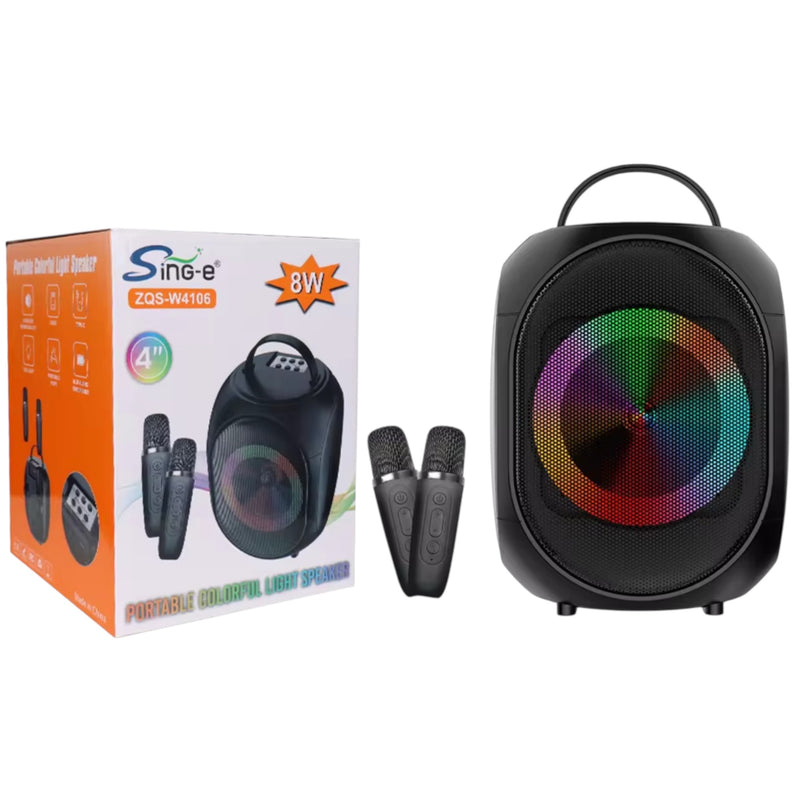 Portable Bluetooth Speaker-2 wireless mic– BT/USB/TF/AUX/FM, 4” Driver, 1200mAh Battery | NZ Stock | Overnight Delivery | Afterpay Zip Pay