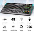 16 Channel Professional Audio Mixer – Bluetooth, 256 DSP Effects, 48V Phantom Power, USB & 7-Band EQ | NZ Stock | Overnight Delivery